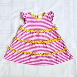 HANNA ANDERSSON 3-6 month pink white striped tiered dress